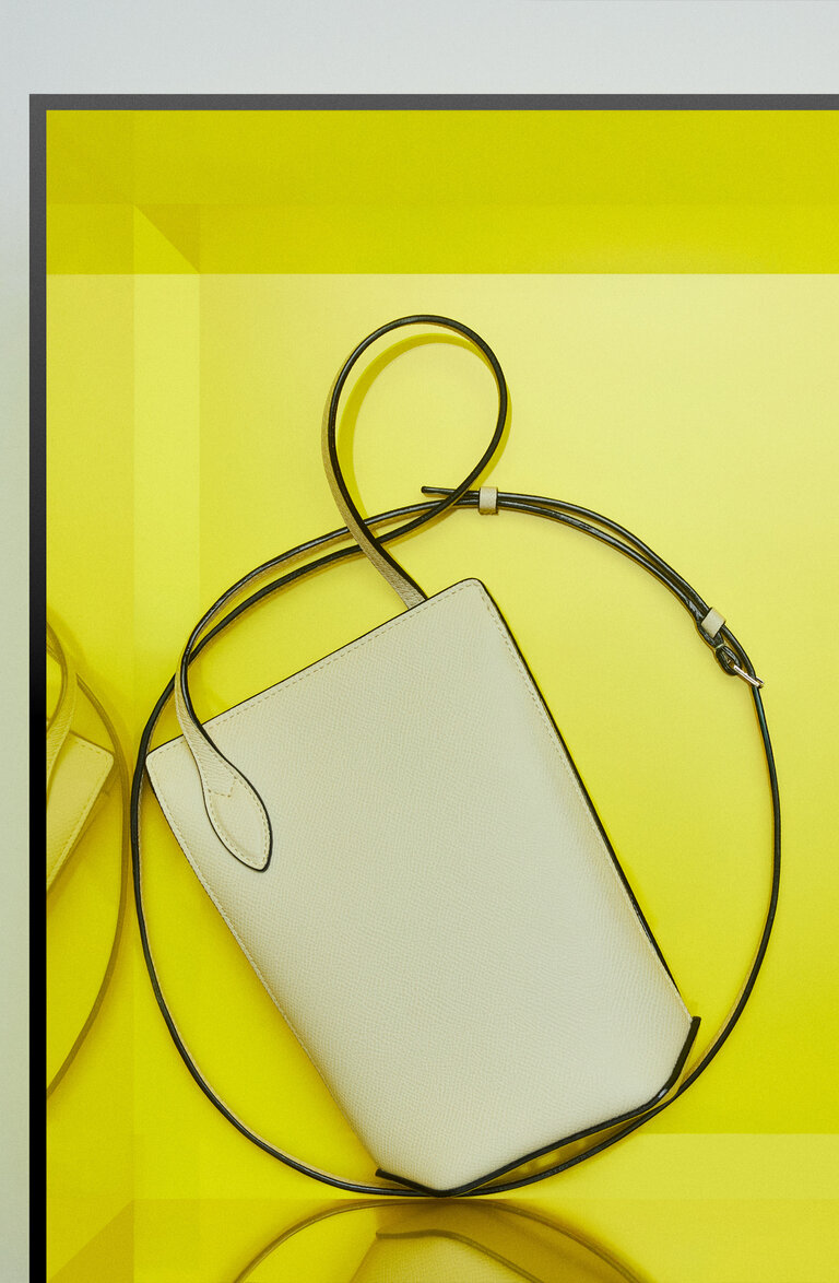  Valextra - Vivi Phone Pouch crossbody in Pergamena white Millepunte leather