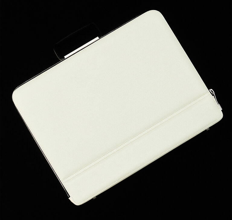 Valextra leather designer briefcase in Pergamena white