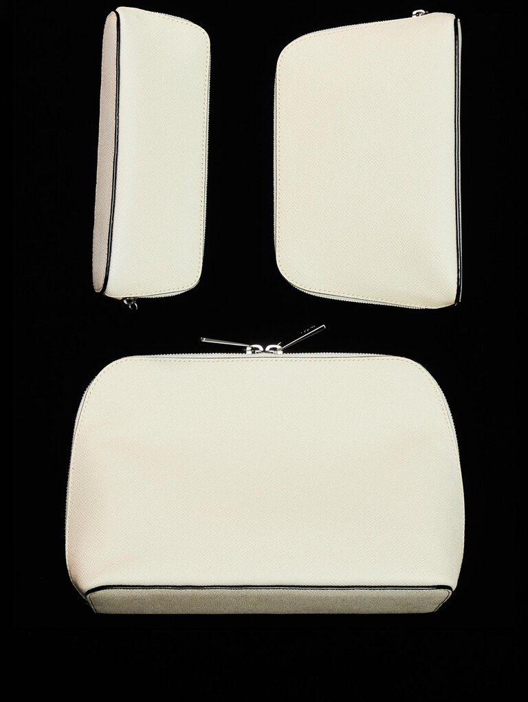 Valextra, Luxury Makeup Organizers in leather pergamena white