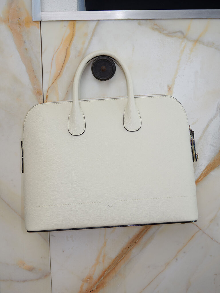 Bowling bag MyLogo media in pelle di vitello bianco pergamena