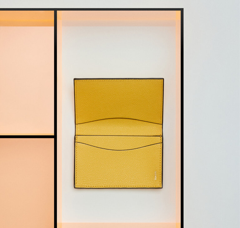  Valextra, yellow leather card case