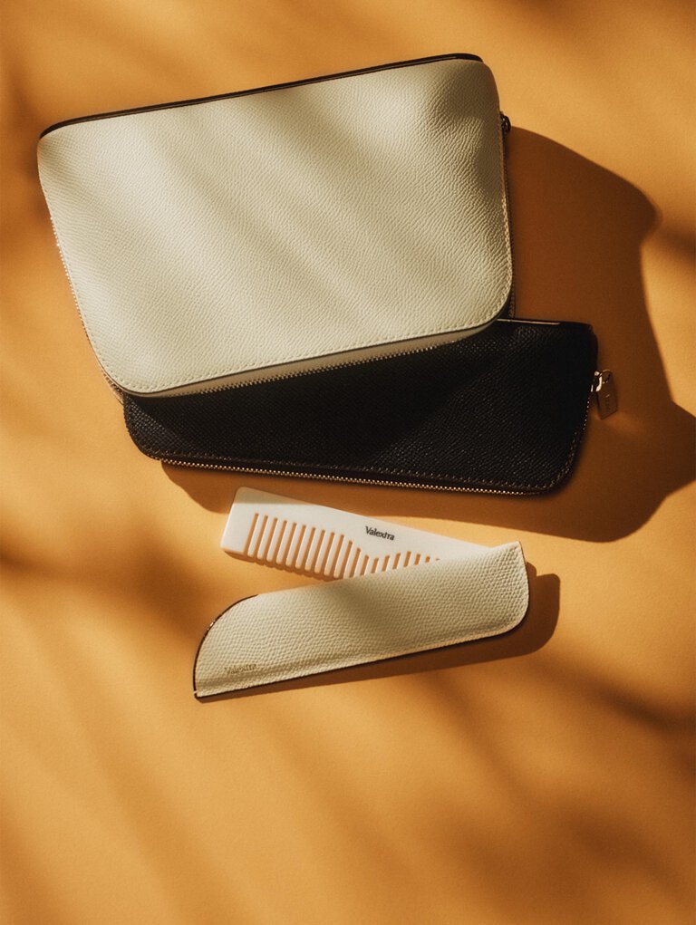 personalizable travel Cosmetic accessories and comb holder in leather - valextra