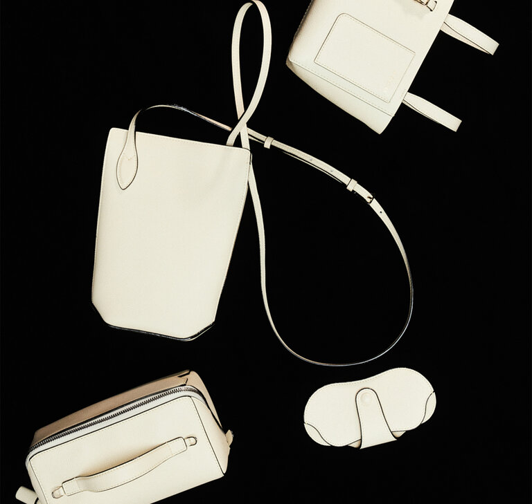 Valextra leather goods in pergamena white