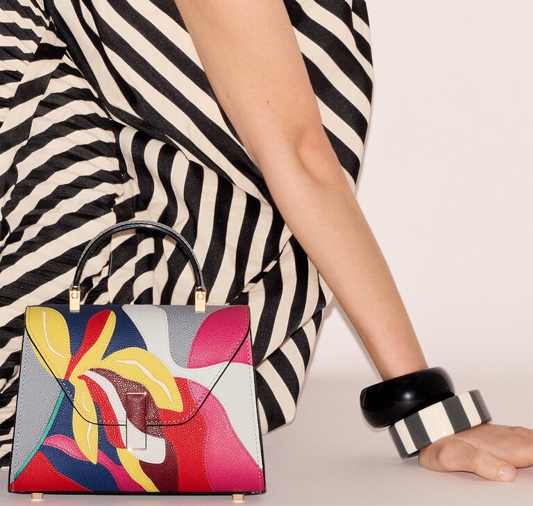 Valextra, iside intarsia summer colorful leather Single-Handle Bag