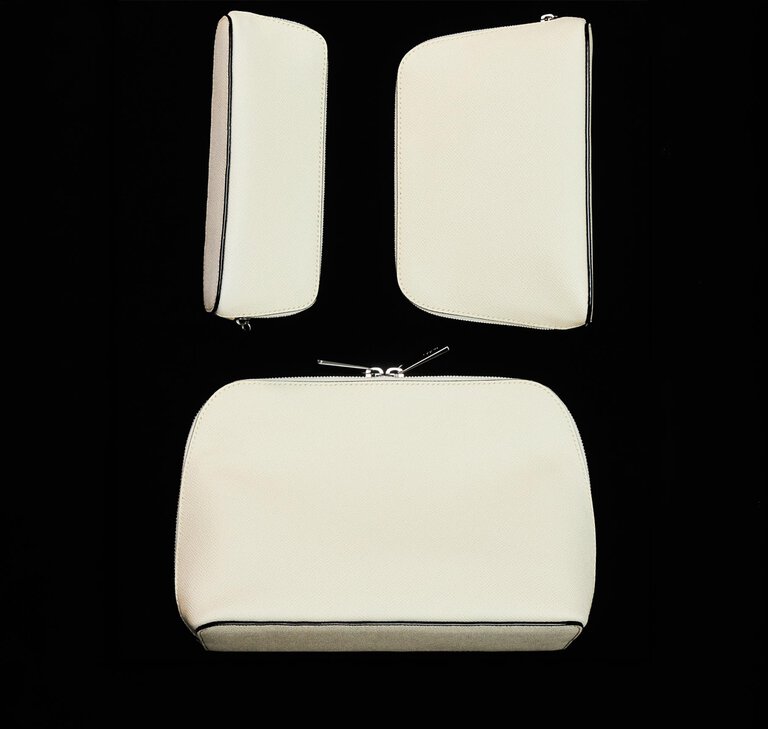 Valextra, Luxury Makeup Organizers in leather pergamena white