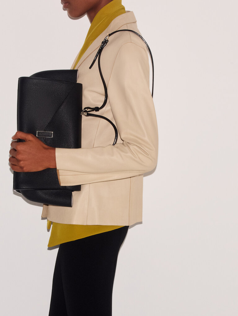 Valextra, top handle Iside Editor in millepunte calf leather Black