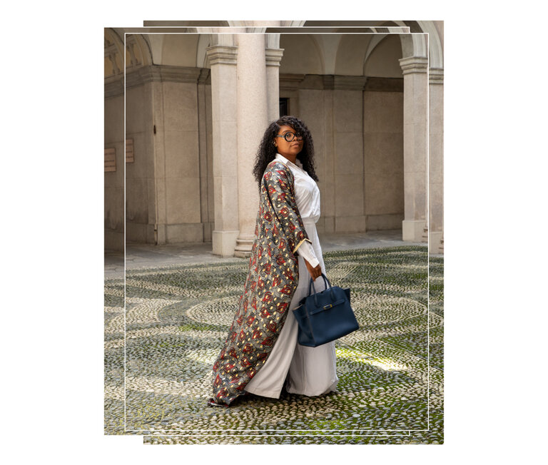 Milano Outside/Inside - Michelle Ngonmo with Milano Handbag - Valextra