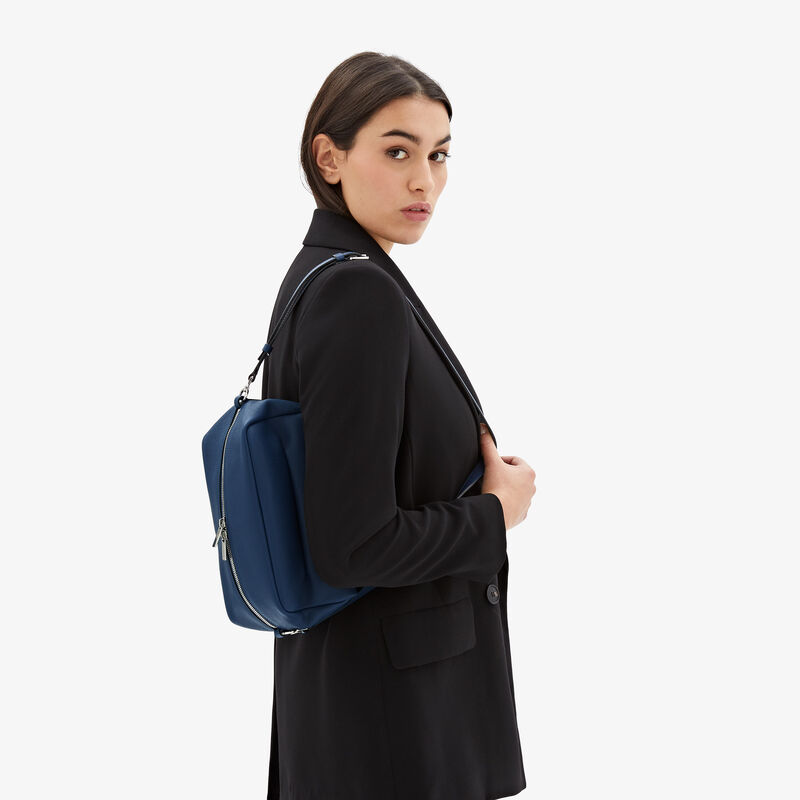 Origami Crossbody Medium Bag - Sapphire Blue - Millepunte Soft calf leather - Valextra - 2