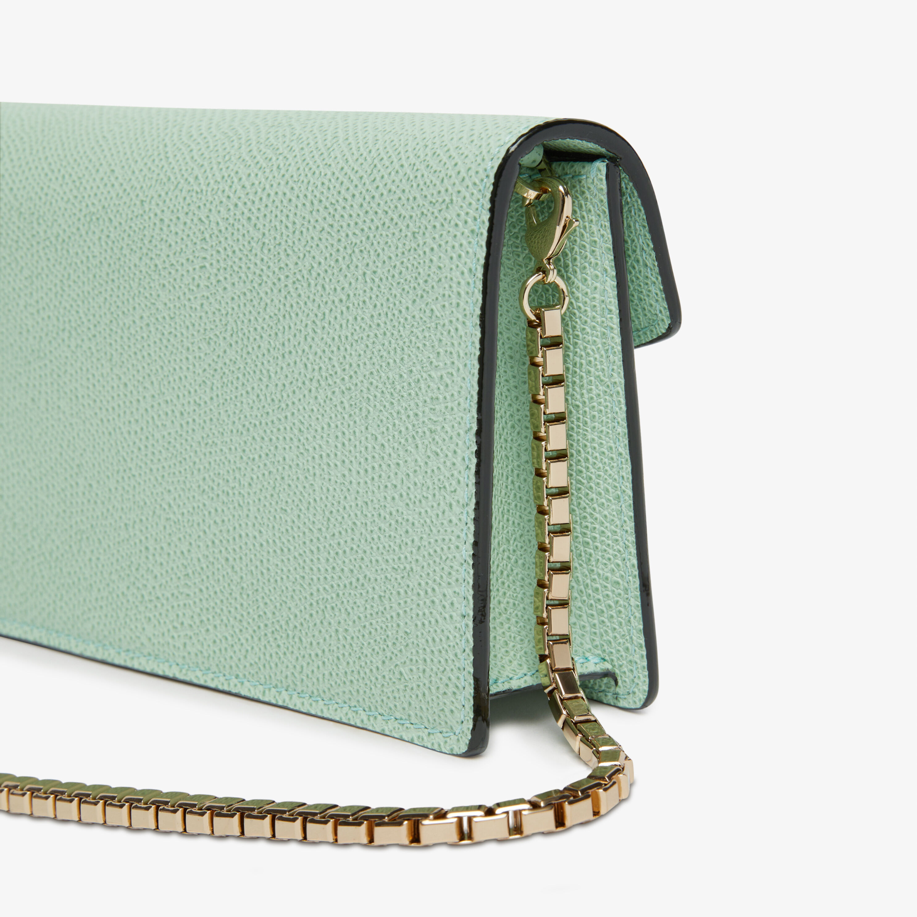 Leather clutch bag with gold chain strap Valextra Iside
