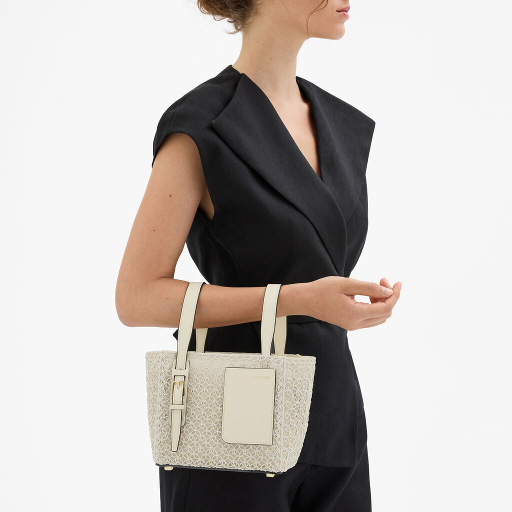 Soft Merletto Bucket Micro Bag -  - Tessuto ricamo Rete/Vitello VS - Valextra - 2