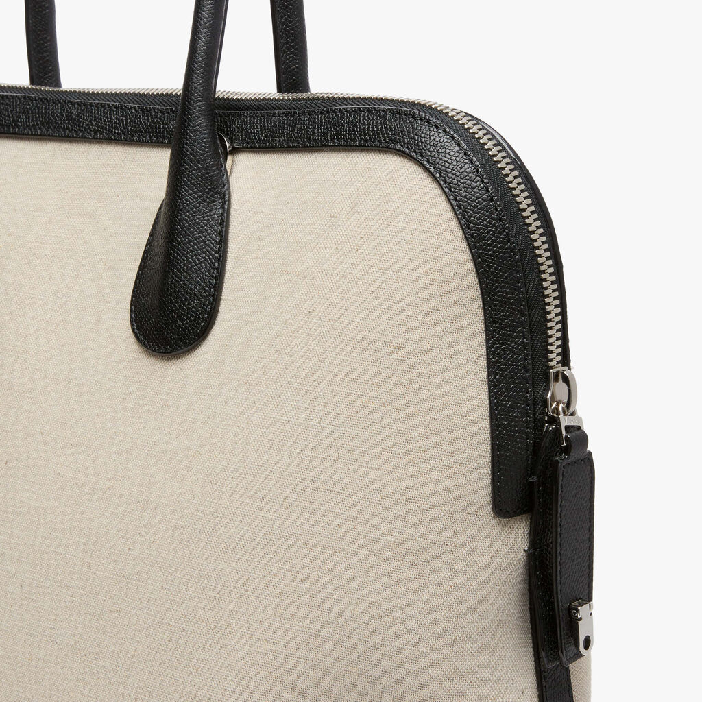 MyLogo Canvas Bowling Bag - Sand Brown/Black - Tessuto Canvas/VS - Valextra - 2
