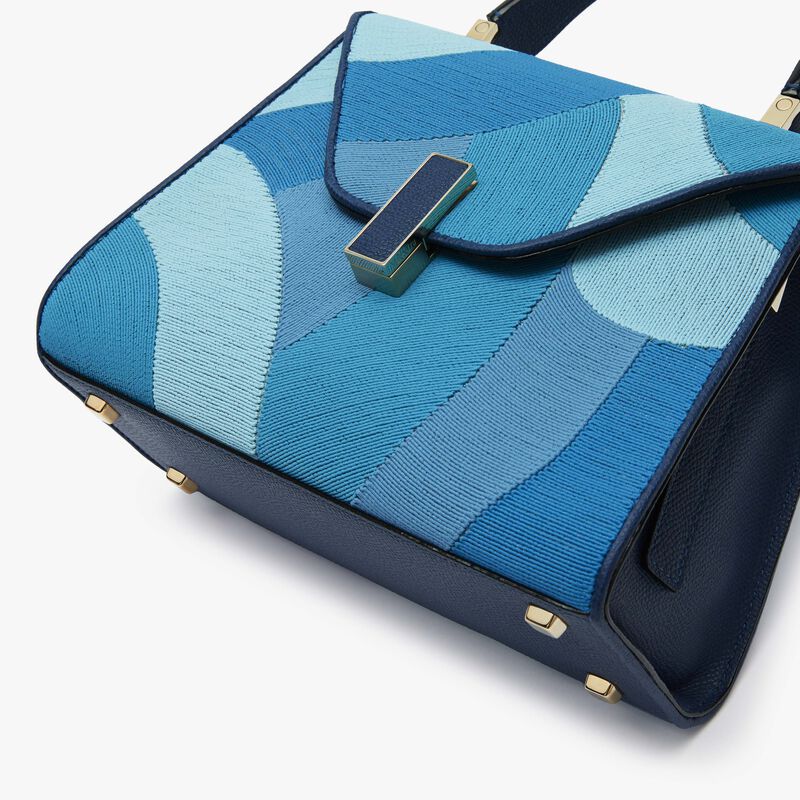 Iside Patchwork Top Handle Mini Bag - Sapphire Blue/Blue Color Mix - Millepunte calf leather - Valextra - 5