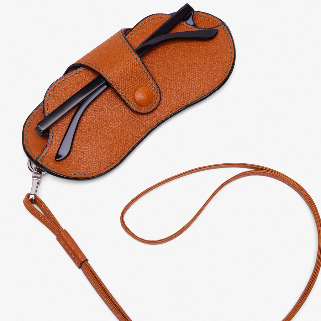 Glasses Case with Lanyard - Havana Brown - Vitello VS - Valextra - 2