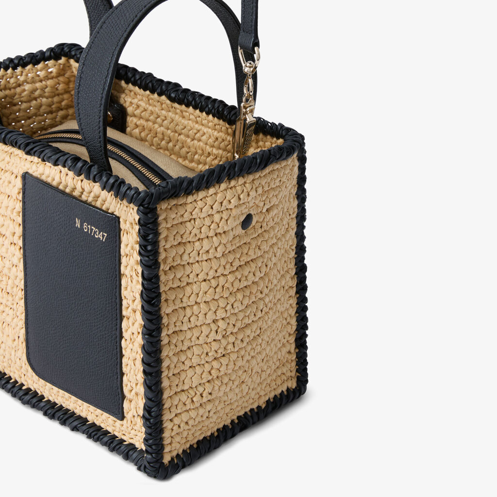 Soft Raffia Bucket Micro Bag - Beige/Black - Rafia/Vitello VS - Valextra - 3