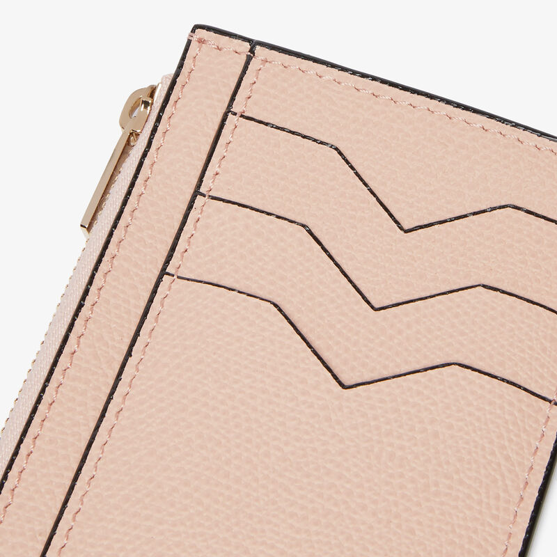 Card Holder 3CC with Zip - Bonne Mine Pink - Millepunte calf leather - Valextra - 3