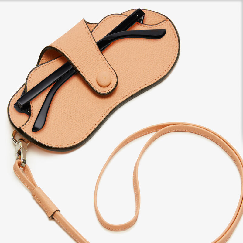 Glasses Case with Lanyard - Sunset Orange - Millepunte calf leather - Valextra - 2