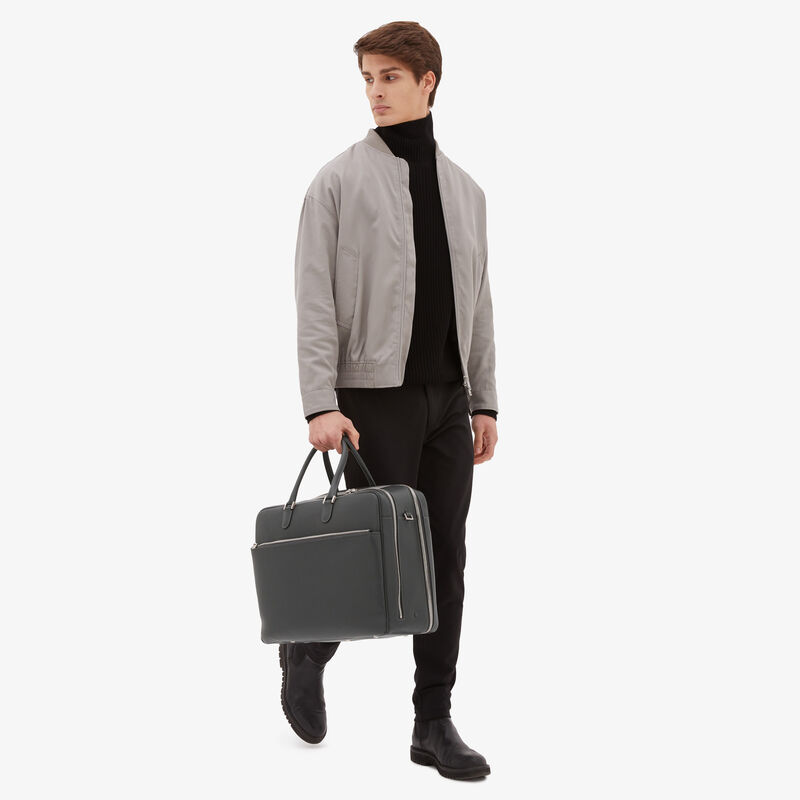 Avietta Travel Bag Two Chambers - Smokey Grey - Millepunte calf leather - Valextra - 2