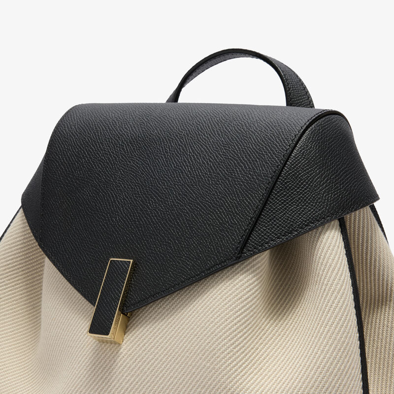 Iside Textured Canvas Backpack Medium -  - Canvas Eutolbat/Vitello Millepunte Soft - Valextra - 3