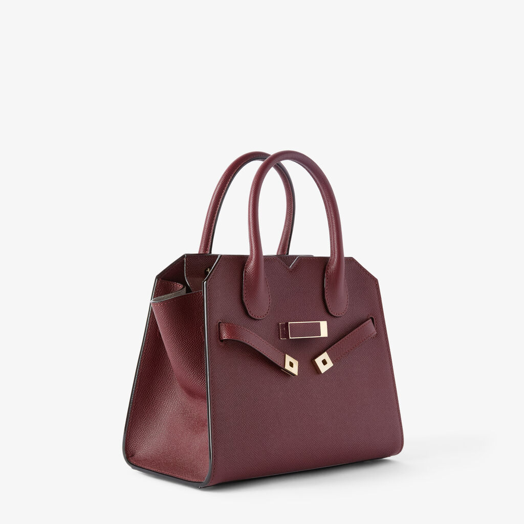 Borsa a due manici Milano Mini - Rosso Amaranto - Pelle di vitello Millepunte Soft - Valextra - 4
