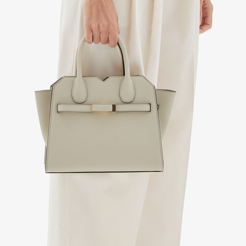 Milano Two Handles Mini Bag - Linen Grey - Vitello Millepunte Soft - Valextra - 2