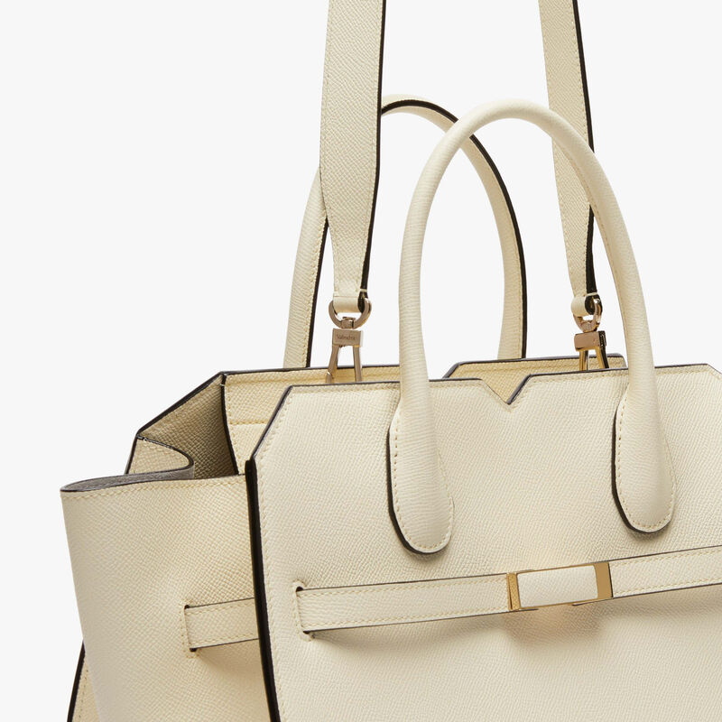 Milano Two Handles Medium Bag - Pergamena White - Millepunte Soft calf leather - Valextra - 6