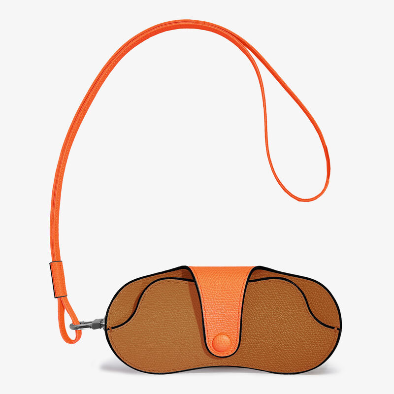2 COLORS GLASSES HOLDER COLOR-BLOCK WITH STRAP CALF LEATHER VS PALLADIUM,MHAR,gallery