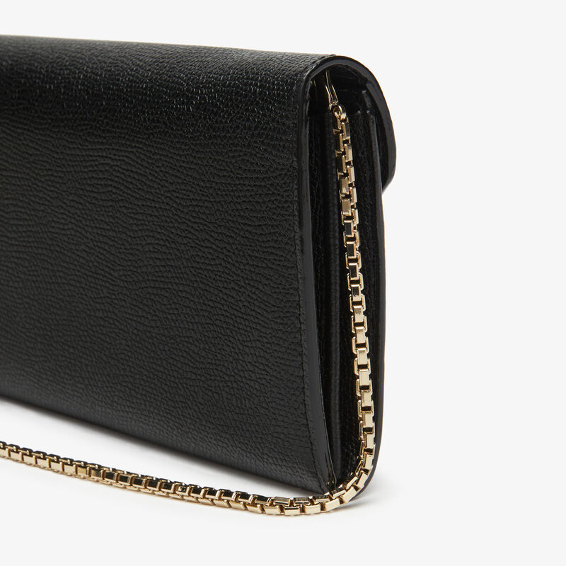 Iside continental purse with chain - Black - Millepunte calf leather - Valextra - 5