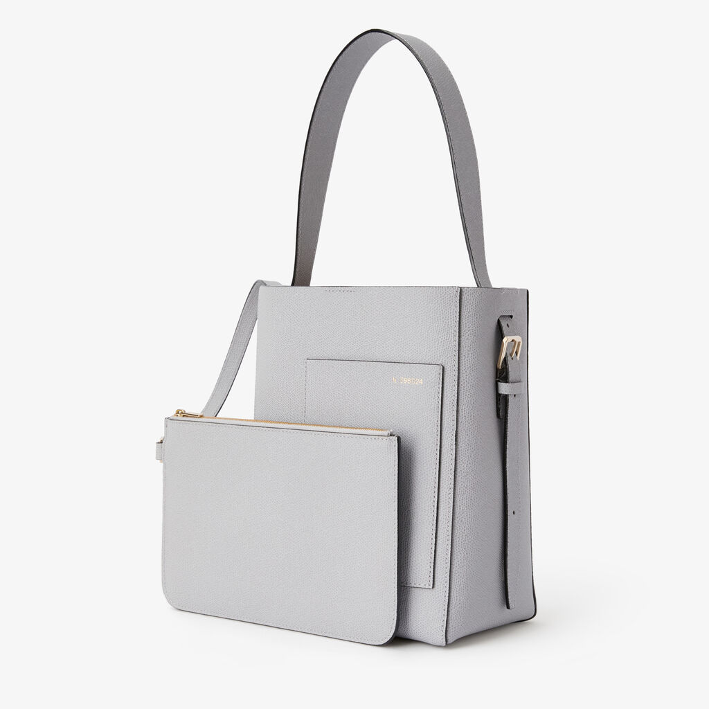 Soft Bucket Mini Bag - Stone Grey - Millepunte calf leather - Valextra - 2