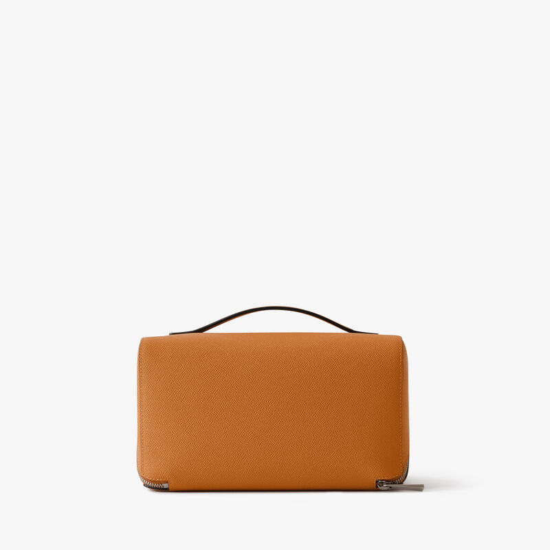V-line Wash Bag - Havana Brown - Millepunte Soft calf leather - Valextra - 4