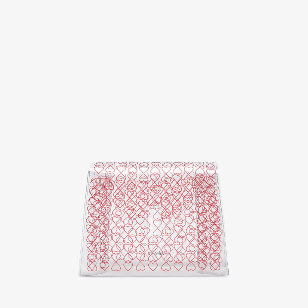 Love Iside Mini Raincoat - Transparent/Crimson Red - Ecoline Sheer con Stampa Cuori - Valextra - 1