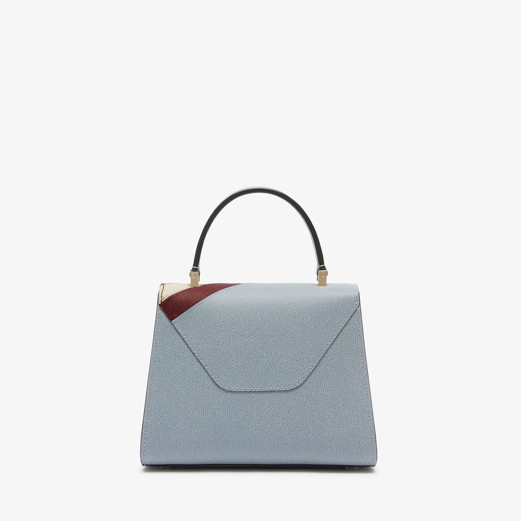 Iside Intarsia V-Stripes Top Handle Mini Bag - Niagara Blue/Bordeaux/Pergamena White - VS Vitello-Stripes - Valextra - 5