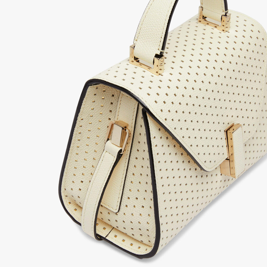 Iside Senses Crossbody Micro Bag - Pergamena White/Gold - Vitello VS-Foratura Laminata - Valextra - 5