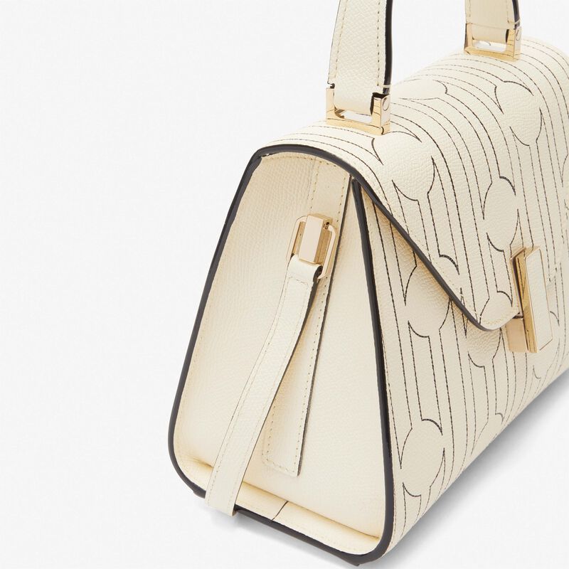 Iside Haze Ink top handle mini bag - Pergamena White/Black - Millepunte calf leather - Valextra - 4