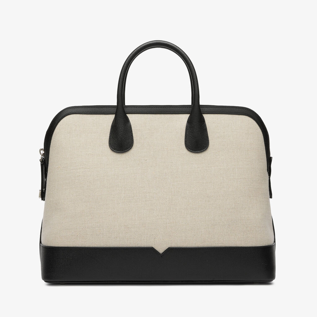 MyLogo Canvas Bowling Bag - Sand Brown/Black - Tessuto Canvas/VS - Valextra - 5