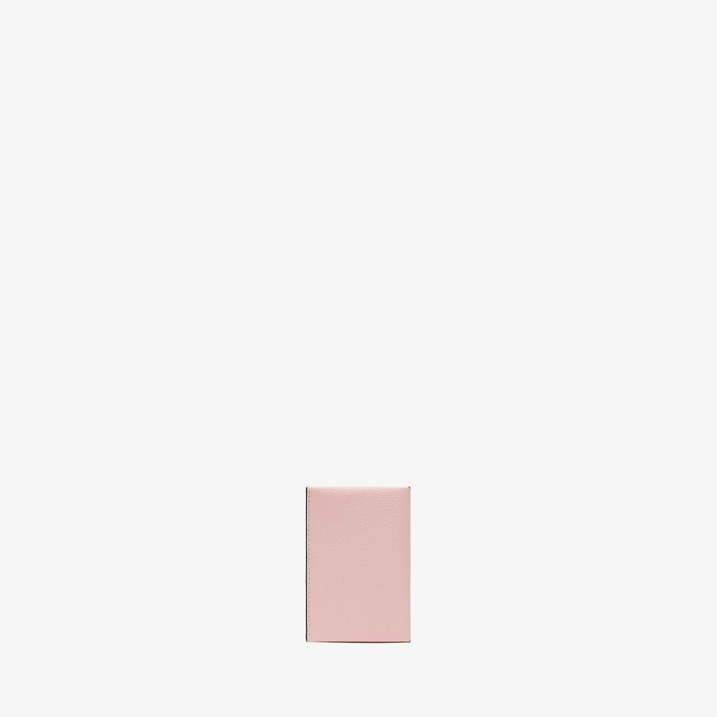 Card Case with Button - Peony pink/Black - Vitello VS - Valextra - 3
