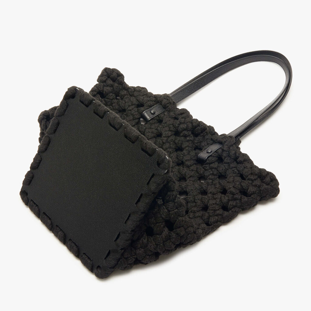 Sportami Via Shopping Bag - Black - Tessuto Intrecciato/Vitello VS - Valextra - 6