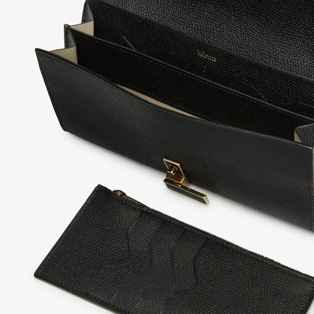 Iside continental purse with chain - Black - Vitello VS - Valextra - 4
