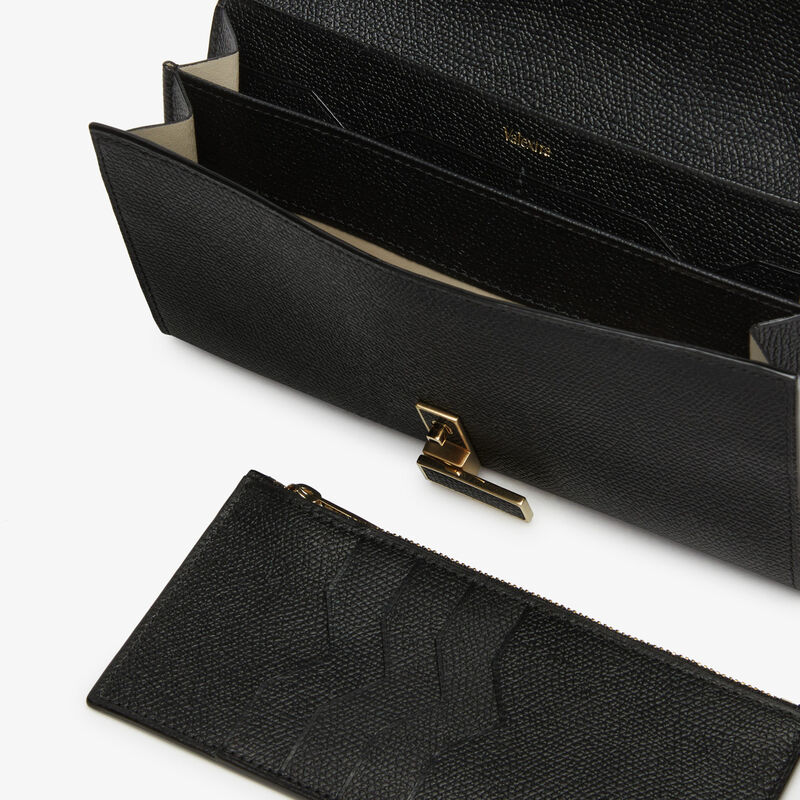 Iside continental purse with chain - Black - Millepunte calf leather - Valextra - 4