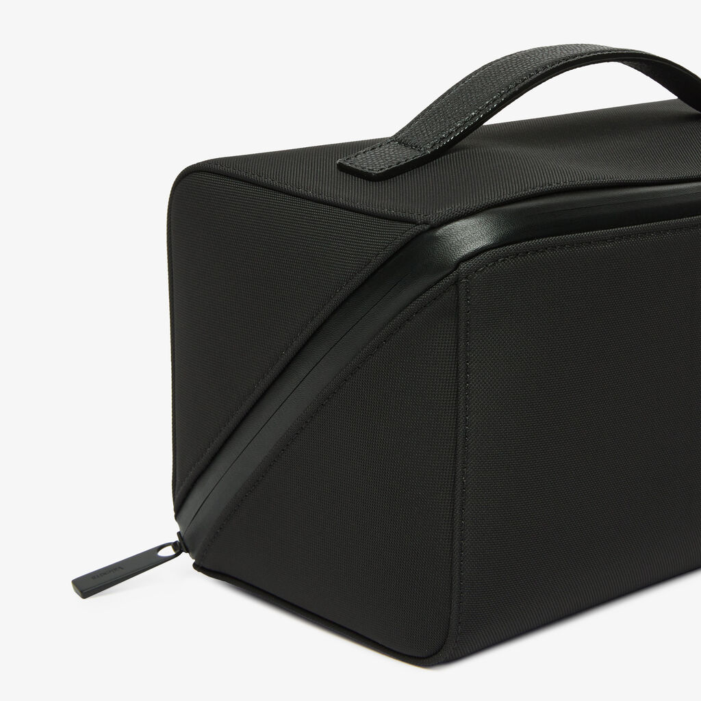 V-Line Assoluto Wash Bag - Black - Tessuto Baltimora/Vitello VS - Valextra - 3