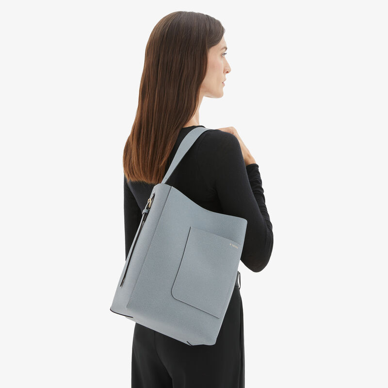 Soft Bucket Medium Bag - Niagara Blue - Millepunte calf leather - Valextra - 2