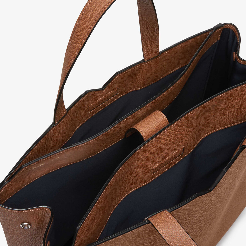 V-line Vertical Shopping bag - Chocoloate Brown - Vitello VS - Valextra - 3