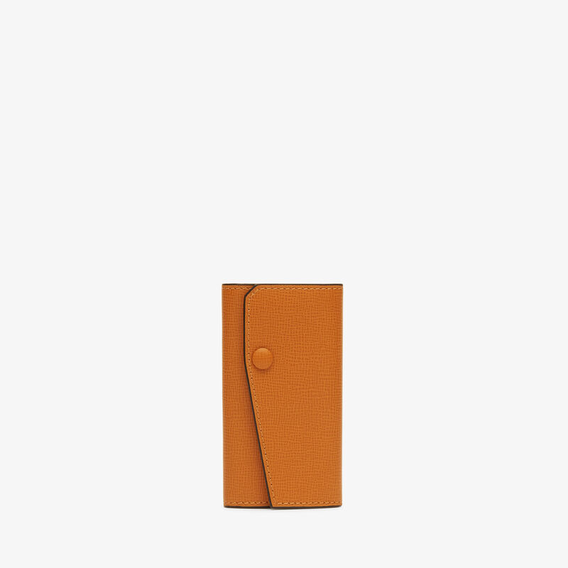 Key Holder 6 Hooks With Button - Havana Brown - Pavè calf leather - Valextra - 1