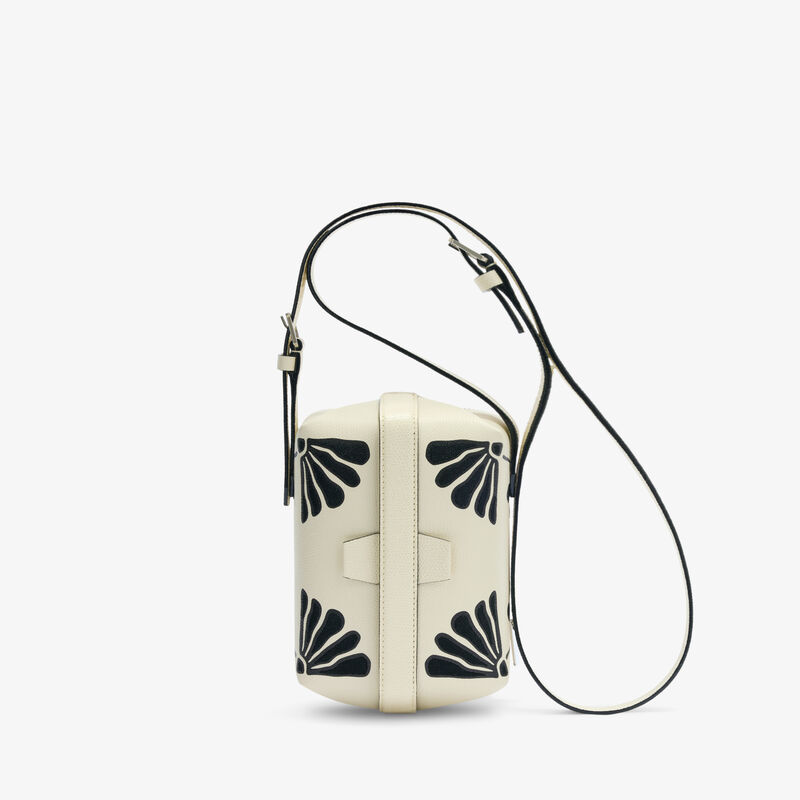 Tric Trac Flowers Bag - Pergamena White/Black - Vitello VS-Stampa+Ricamo Daisy - Valextra - 1