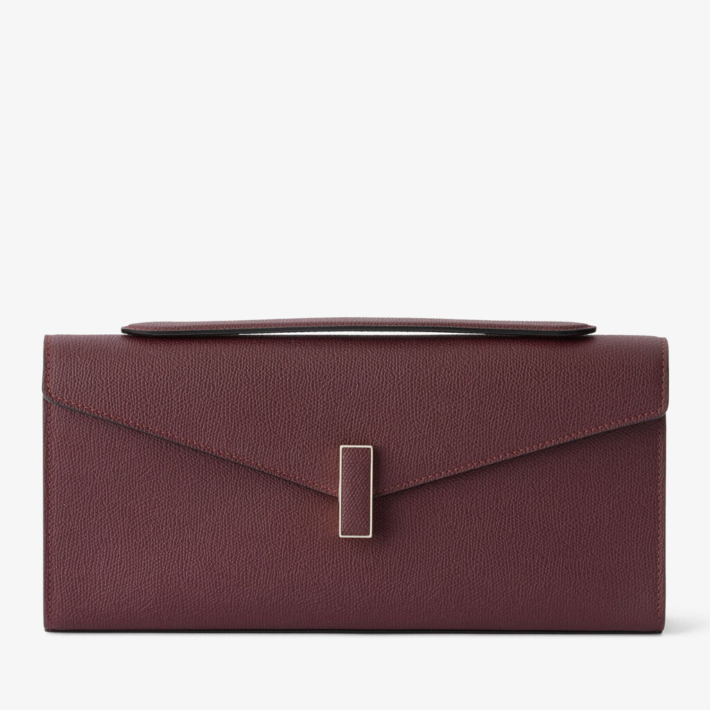 Iside Clutch - Claret Red - Millepunte calf leather - Valextra - 1