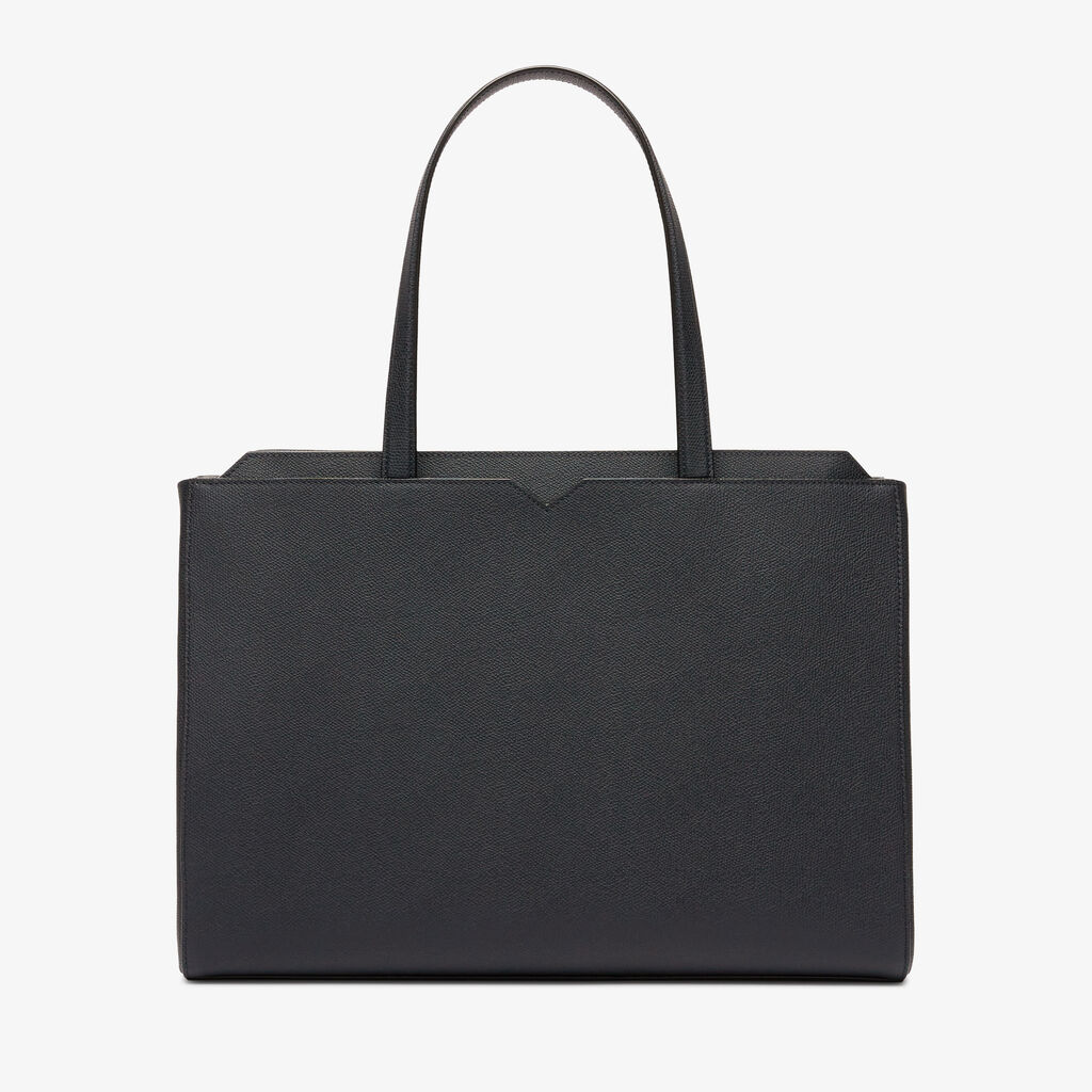 V-line Horizontal Shopping Bag - Night Blue - Millepunte calf leather - Valextra - 4