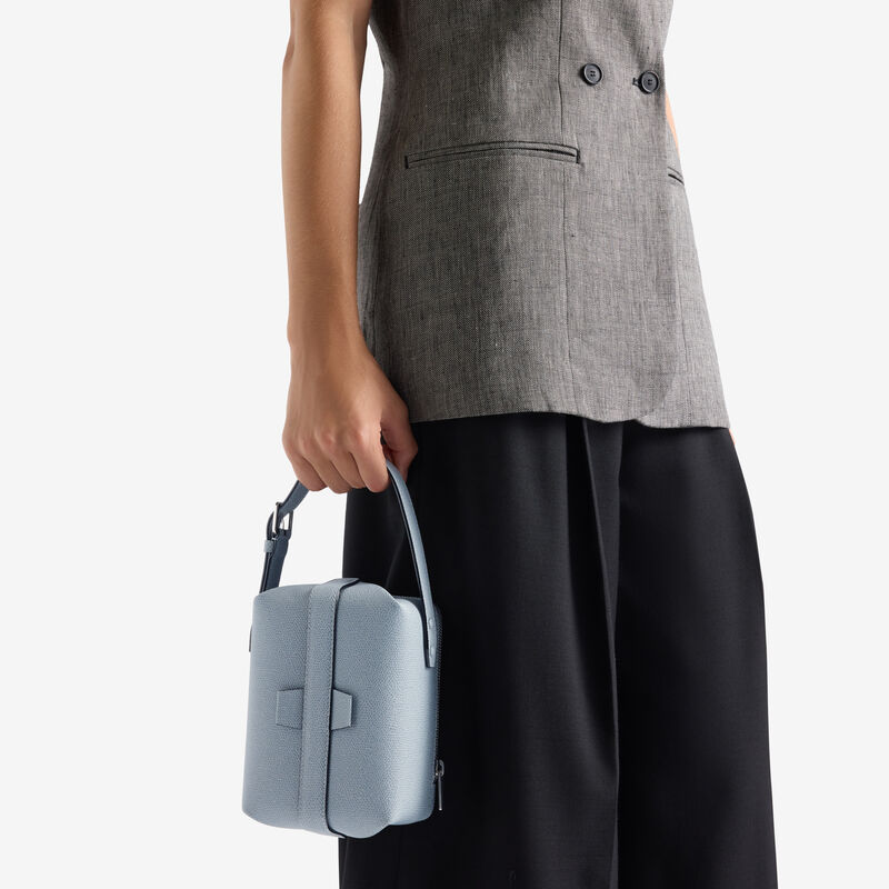 Borsa Tric Trac - Blu Niagara - Pelle di vitello Millepunte - Valextra - 2