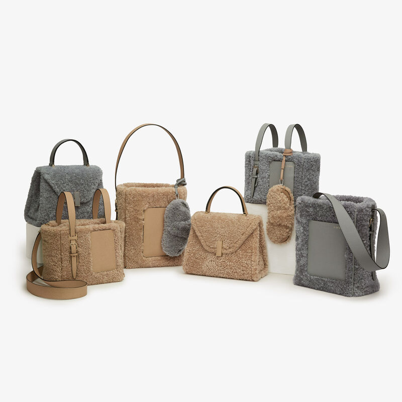 Shearling Glasses Case with Lanyard - Cashmere Beige - Pelle di Vitello Millepunte and Shearling - Valextra - 5