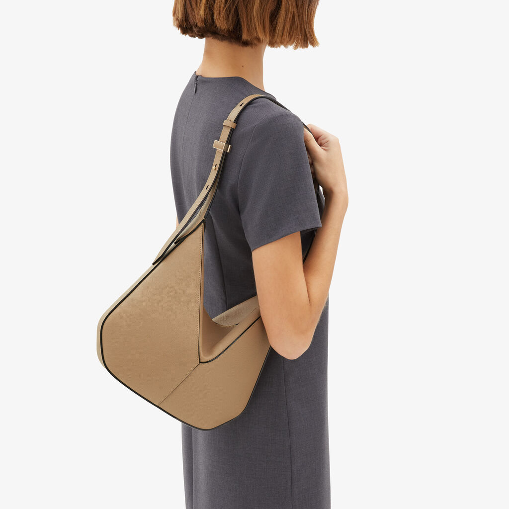 Vivi Hobo Mini Bag - Cashmere Beige - Vitello Millepunte Soft - Valextra - 3