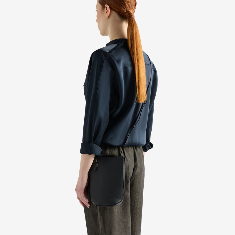 Vivi Crossbody Phone Bag - Black - Millepunte Soft calf leather - Valextra - 2