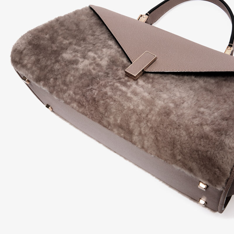 Iside Editor Shearling Top Handle Bag -  - Montone Merinos/Vitello Millepunte Soft - Valextra - 4